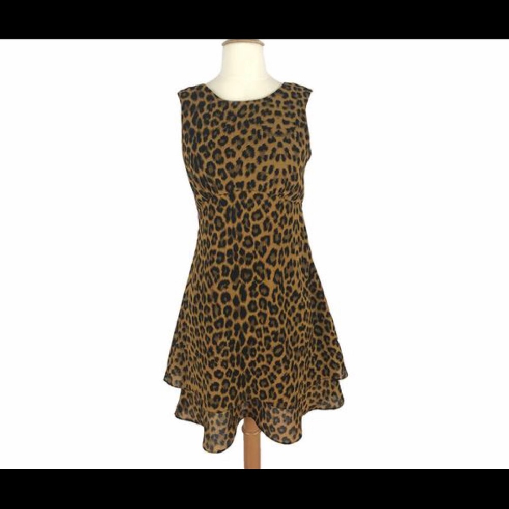 Leopard print empire waist dress
